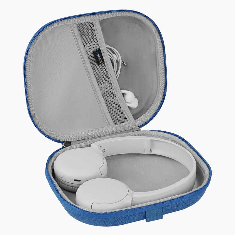 Geekria Shield Headphones Case Compatible with Sony WH-CH510, WH-CH520, MDR-ZX300, MDR-ZX310, MDR-XB200, Replacement Hard Shell Travel Carrying Bag with Cable Storage (Blue) - Image 3